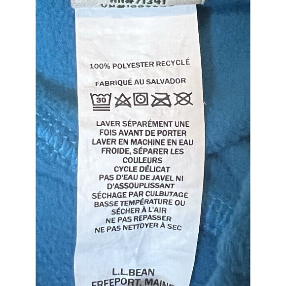 LL Bean Full Zip Blue Fleece‎ Jacket Mock Neck Recycled Polyester Women Size M - Picture 10 of 10